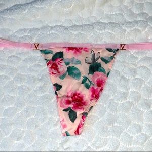 Floral‎ V-String Very Sexy Thong Panty Satin Pink